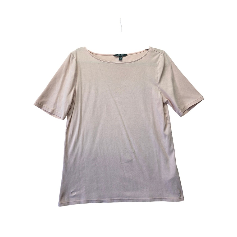 Lauren Ralph Lauren Womens XL Pink Boat Neck Short Sleeve Cotton Blend T-Shirt